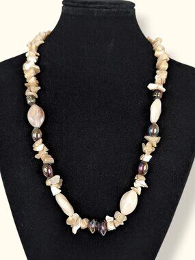 V. Mother of Pearl Chip Bead Necklace